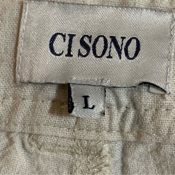 CISONO Lenin Blend Shorts Women’s L Tan Zip Up Pockets Cuffed Hem. - Picture 7 of 8